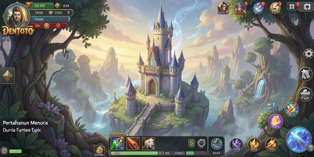 Tampilan utama gameplay DENTOTO dengan aksi Tower Defense yang seru.