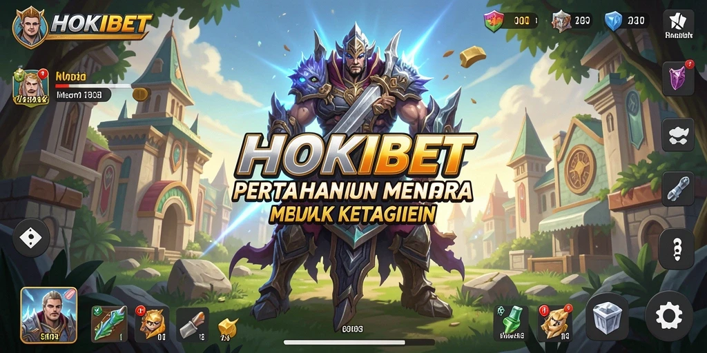 Tampilan gameplay HOKIBET menunjukkan menara yang beraksi melawan gelombang musuh.