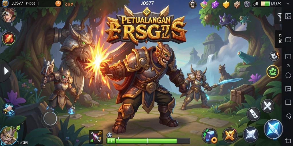 Tangkapan layar utama dari JOS77 menunjukkan aksi pertarungan yang mendebarkan dalam lingkungan RPG.