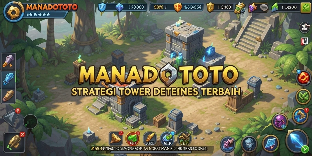 Tampilan gameplay menarik dari MANADOTOTO di saat pertempuran Tower Defense.