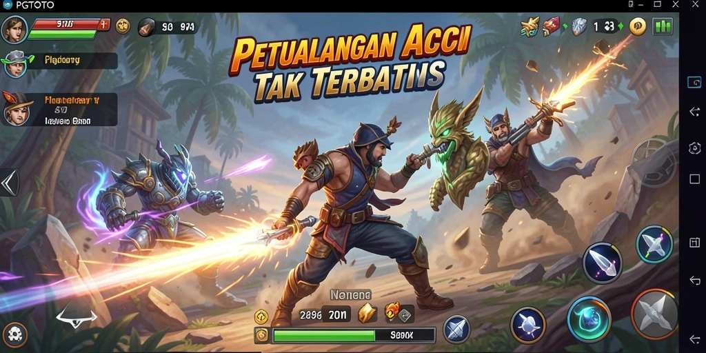 Screenshot dari gameplay PGTOTO menampilkan aksi mendebarkan di lapangan pertempuran.