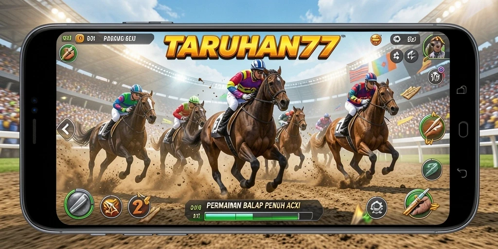 Screenshot gameplay TARUHAN77 menunjukkan aksi balap yang mendebarkan.