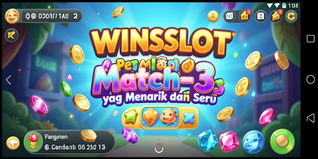 Gameplay menarik WINSLOT dengan ikon Match-3 yang berwarna-warni.