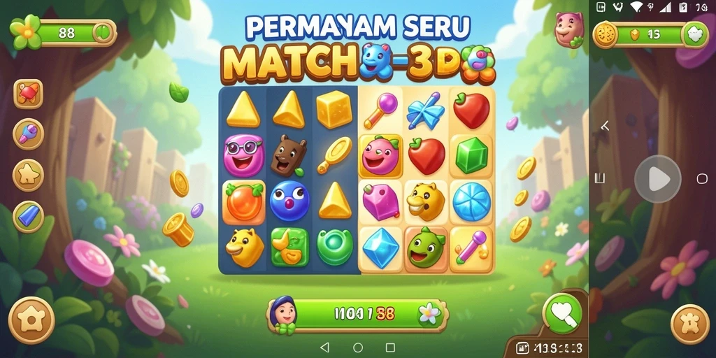 Screenshot menampilkan gameplay seru X88 dengan elemen Match-3.