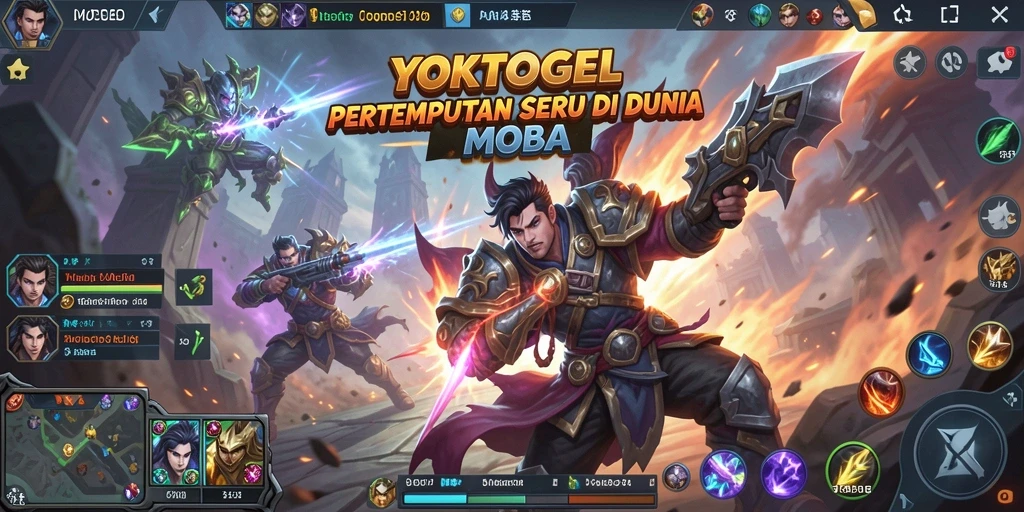 Tampilan pertempuran seru dalam game MOBA YOKTOGEL.